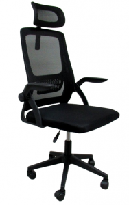 Fotel Obrotowy K9 Czarny, Krzesło biurowe z zagłówkiem